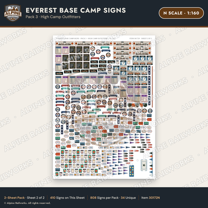 Alpine Railworks 30172N N Scale Everest Base Camp Signs