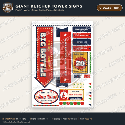 Alpine Railworks 30924G G Scale Roadside Signs - Ketchup Bottle Tower