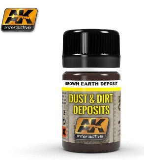 AK Interactive 4063 Dust & Deposit Brown Earth Enamel Paint 35ml Bottle