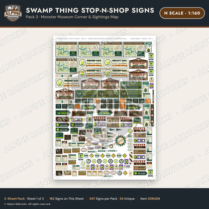 Alpine Railworks 30842N N Scale Roadside Signs - Swamp Monster Store