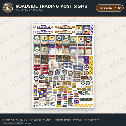 Alpine Railworks 30508HO HO Scale Roadside Trading Post Signs - Rock