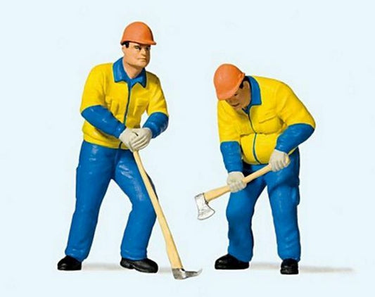 Preiser 44913 G Scale Modern Lumberjacks -- Set #2 (blue & yellow Uniforms) (2)
