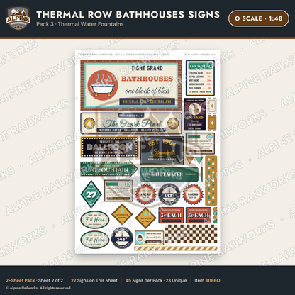Alpine Railworks 31166O O Scale Roadside Signs - Hot Springs
