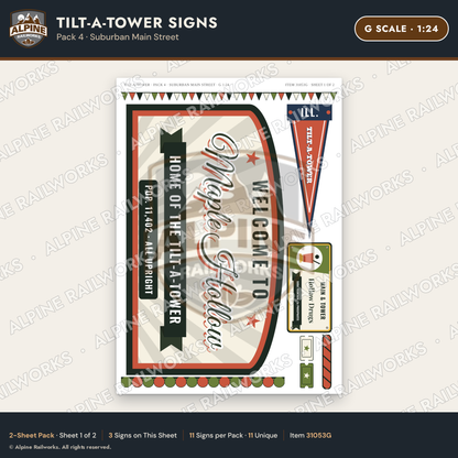 Alpine Railworks 31053G G Scale Roadside Signs - Leaning Tower