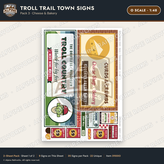 Alpine Railworks 31100O O Scale Roadside Attraction Signs - Troll Town