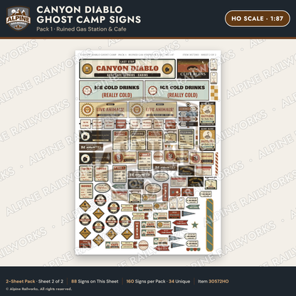 Alpine Railworks 30572HO HO Scale Roadside Signs - Desert Ghost Town