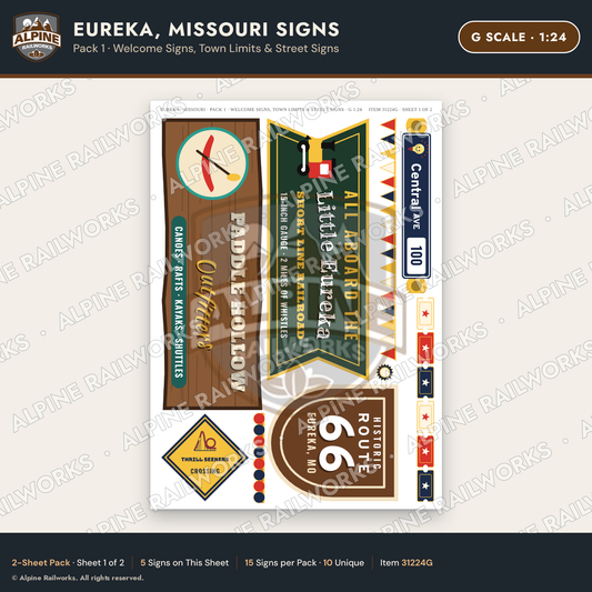 Alpine Railworks 31224G G Scale Eureka MO Signs - Welcome Signs
