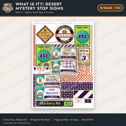 Alpine Railworks 30751G G Scale Roadside Signs - Desert Mystery Stop