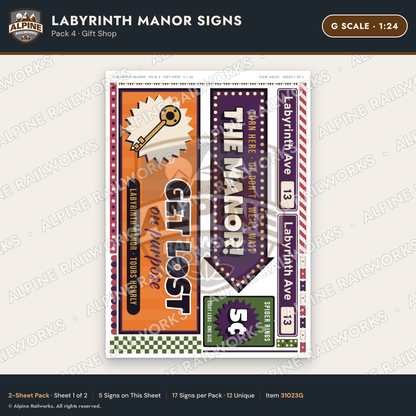 Alpine Railworks 31023G G Scale Roadside Signs - Mystery Mansion
