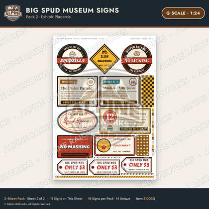 Alpine Railworks 31003G G Scale Roadside Signs - Potato Museum