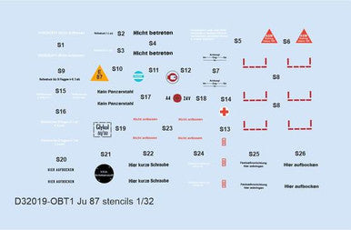 Eduard D32019 1/32 Decal Ju 87 Stencils for Hasegawa/Trumpeter/Revell