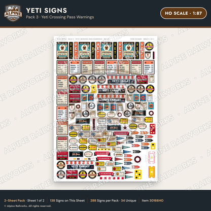Alpine Railworks 30166HO HO Scale Yeti Signs