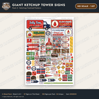 Alpine Railworks 30926HO HO Scale Roadside Signs - Ketchup Bottle