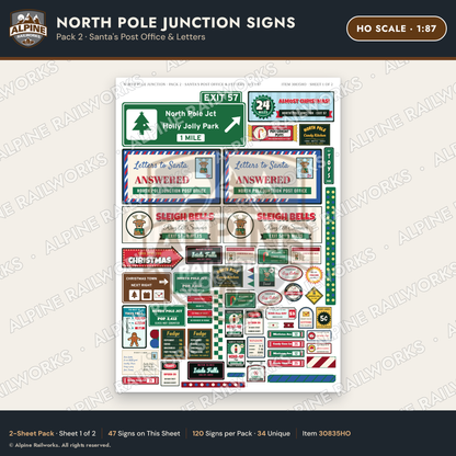Alpine Railworks 30835HO HO Scale Roadside Signs - Christmas Town