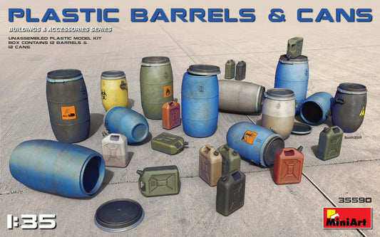 Miniart Models 35590 1/35 Plastic Barrels & Cans (24)