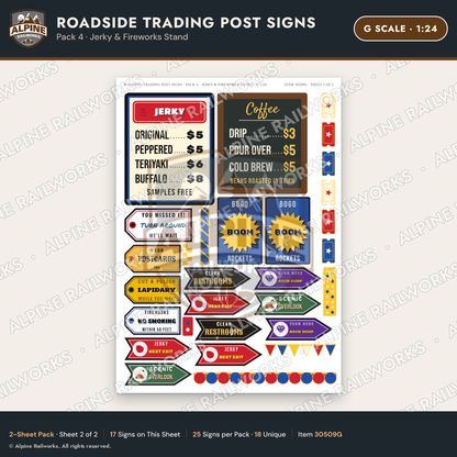 Alpine Railworks 30509G G Scale Roadside Trading Post Signs - Jerky