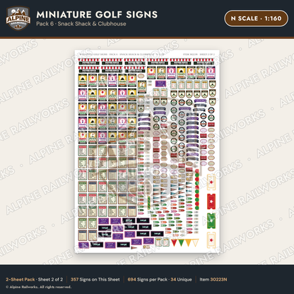 Alpine Railworks 30223N N Scale Miniature Golf Signs - Snack Shack