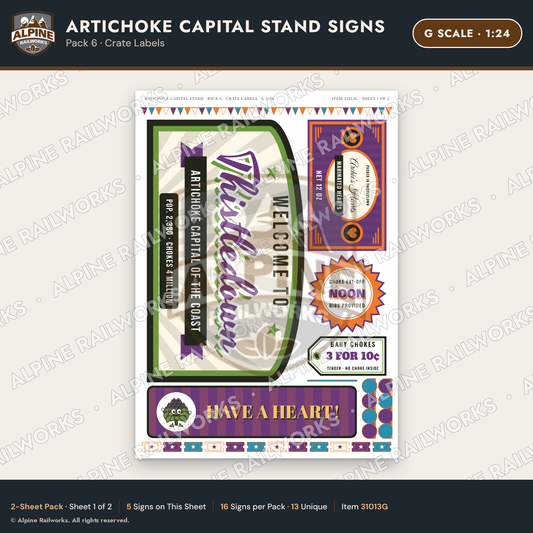 Alpine Railworks 31013G G Scale Roadside Signs - Giant Artichoke