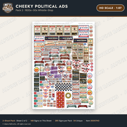Alpine Railworks 30057HO HO Scale Cheeky Political Ads