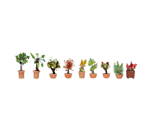 Noch 14082 N Scale Ornamental Plants in Flower Pots Set #2, 9pc