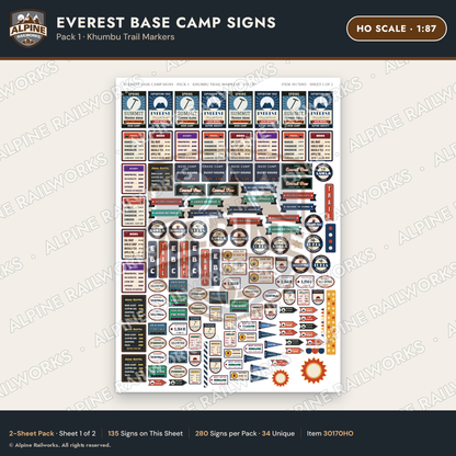Alpine Railworks 30170HO HO Scale Everest Base Camp Signs