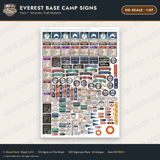 Alpine Railworks 30170HO HO Scale Everest Base Camp Signs
