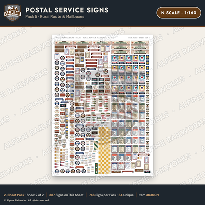 Alpine Railworks 30300N N Scale Postal Service Signs - Rural Route