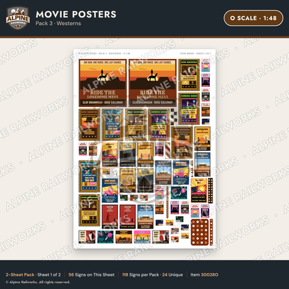 Alpine Railworks 30028O O Scale Movie Posters - Westerns