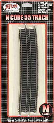Atlas Model Railroad 2030 N Scale Code 55 Track -- 30.6" Radius Curve pkg(6)