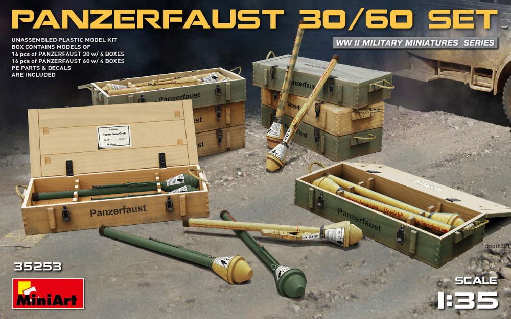 Miniart Models 35253 1/35 WWII Panzerfaust 30/60 Weapons w/Ammo Boxes