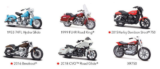 Maisto 31360AN-SET 1/18 Scale Harley-Davidson Series 40 - Six-Piece Case