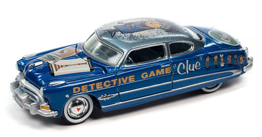 Johnny Lightning JLSP270 1/64 Scale Vintage Clue - 1951 Hudson Hornet Mrs. Peacock/ Conservatory/Candlestick With
