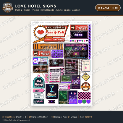 Alpine Railworks 30705O O Scale Love Hotel Signs