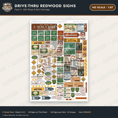 Alpine Railworks 31064HO HO Scale Roadside Signs - Drive-Thru Tree