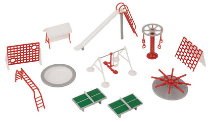 Faller 190136 HO Scale Leisure Swimming Pool, Pavilion, Playground - Action Set