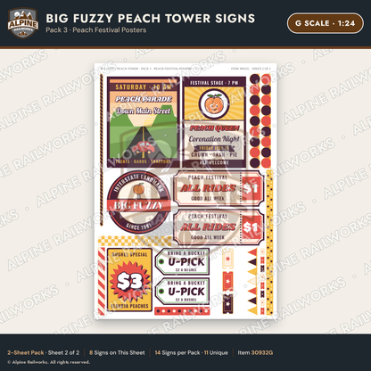 Alpine Railworks 30932G G Scale Roadside Signs - Peach Water Tower