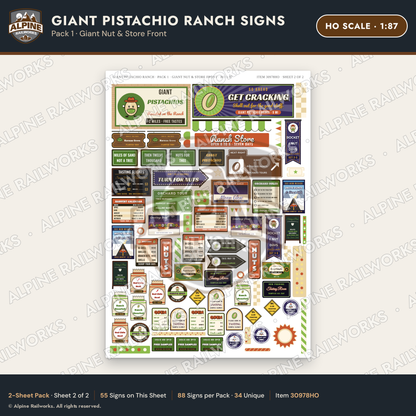 Alpine Railworks 30978HO HO Scale Roadside Signs - Giant Pistachio
