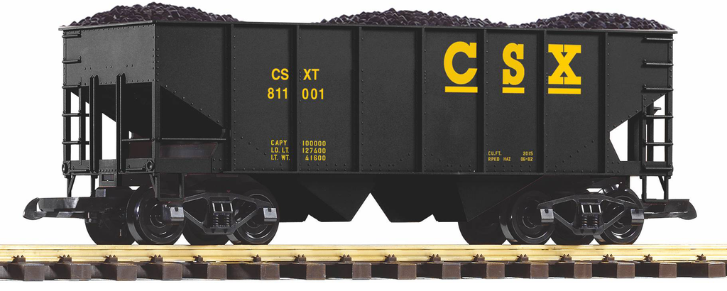 Piko 38934 G Scale CSX Rib-Side Hopper 811001 w/Coal Load