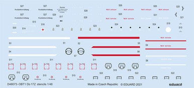 Eduard D48073 1/48 Decal Do 17 Stencils for ICM