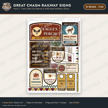 Alpine Railworks 30723G G Scale Tourist Signs - Canyon Railway