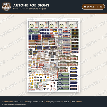 Alpine Railworks 30824N N Scale Roadside Attraction Signs - Car Henge