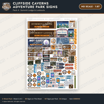 Alpine Railworks 30861HO HO Scale Roadside Signs - Cave Adventure Park