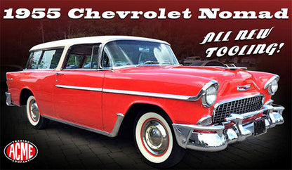 Acme A1807009 1/18 1955 Chevrolet Bel Air Nomad, Red/Beige