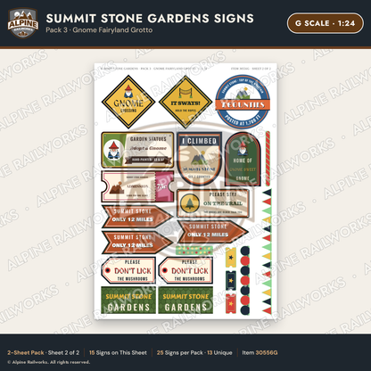 Alpine Railworks 30556G G Scale Roadside Signs - Rock Garden