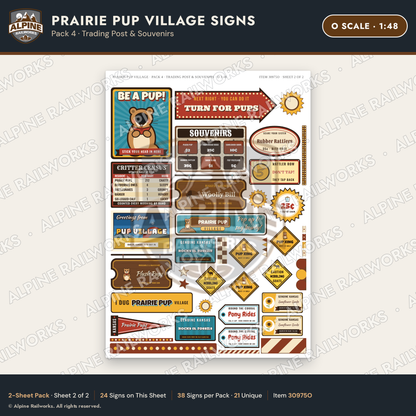 Alpine Railworks 30975O O Scale Roadside Signs - Prairie Dog Town