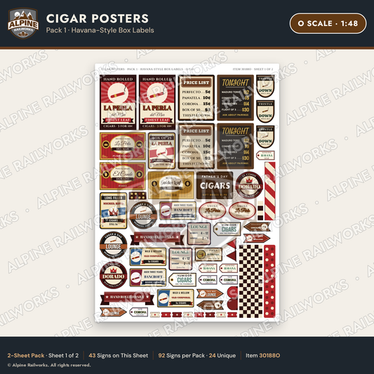 Alpine Railworks 30188O O Scale Cigar Posters