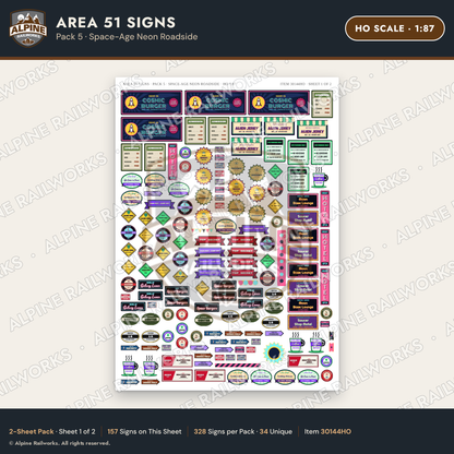 Alpine Railworks 30144HO HO Scale Area 51 Signs