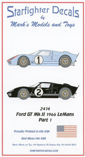 Starfighter Decals 2414 1/24 Ford GT MK.II LeMans 1966 Pt.1 Cars 1&2