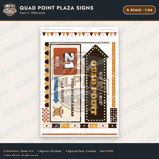 Alpine Railworks 31114G G Scale Roadside Signs - Four Corners