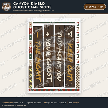 Alpine Railworks 30577G G Scale Roadside Signs - Desert Ghost Town